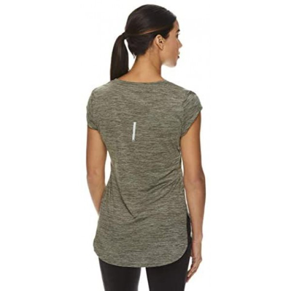 [해외] Reebok 리복 여성 운동용 티셔츠 Womens Legend Running & Gym T-Shirt - Performance Short Sleeve Workout Clothes for Women(Black Lichen Heather Legend)