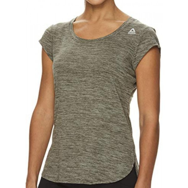 [해외] Reebok 리복 여성 운동용 티셔츠 Womens Legend Running & Gym T-Shirt - Performance Short Sleeve Workout Clothes for Women(Black Lichen Heather Legend)