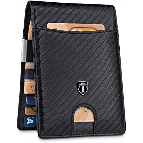 [해외] TRAVANDO 남성용 머니클립 슬림 지갑(영국직배송) Rio Slim Wallet with Money Clip RFID Blocking Wallet - Credit Card Holder - Travel Wallet - Minimalist Mini Wallet Bifold for Men with Gift Box