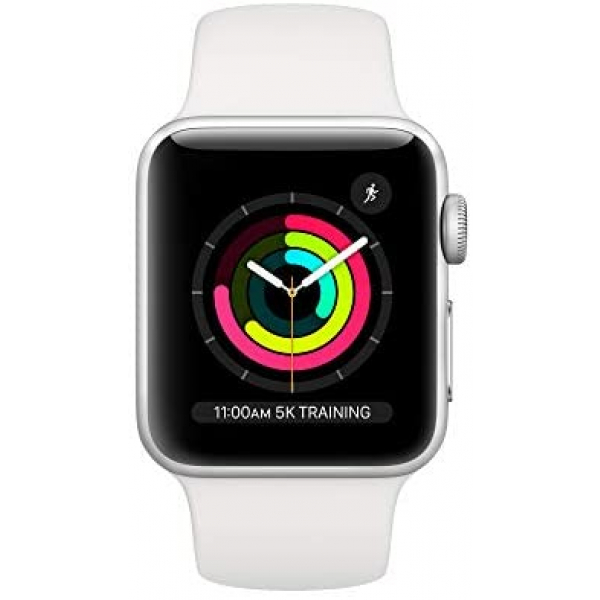 [해외] 애플 워치 시리즈 3 Apple Watch Series 3 (GPS, 38mm) - Silver Aluminum Case with White Sport Band