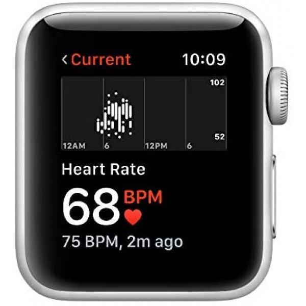 [해외] 애플 워치 시리즈 3 Apple Watch Series 3 (GPS, 38mm) - Silver Aluminum Case with White Sport Band