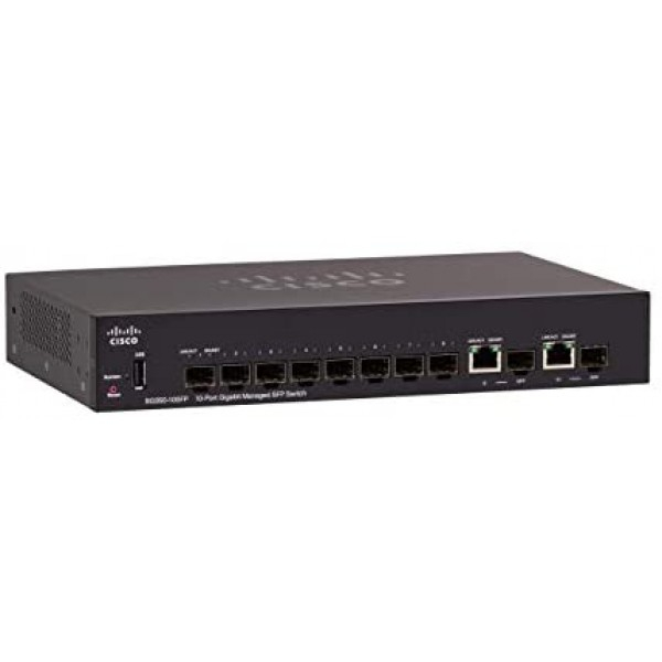 [해외] 시스코 인터넷 포트 스위치 Cisco SG350-10SFP Managed with 10 ports of Gigabit Ethernet (GbE) Ports with 8 SFP slots plus 2 Gigabit Ethernet SFP Combo, Limited Lifetime Protection (SG350-10SFP-K9-NA)