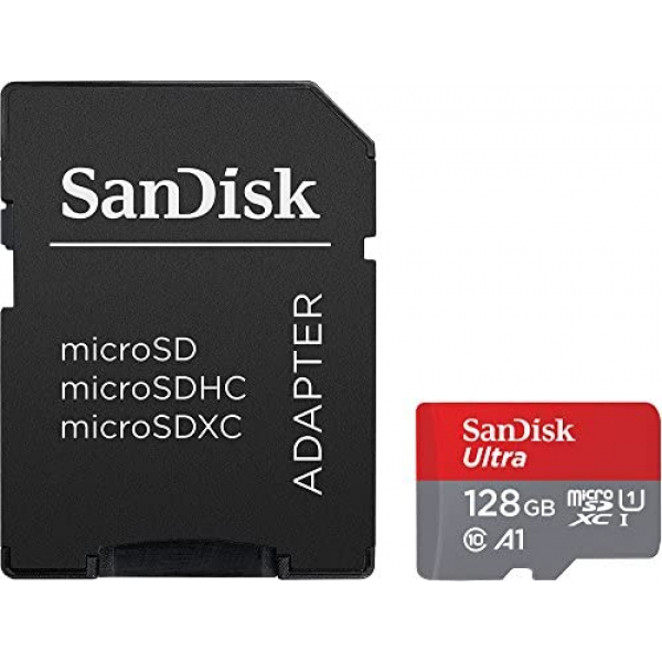 [해외] SanDisk 샌디스크 울트라 마이크로SDXC 메모리 카드(SD어뎁터 포함/영국직배송) Ultra 128 GB microSDXC Memory Card + SD Adapter with A1 App Performance Up to 100 MB/s, Class 10, U1